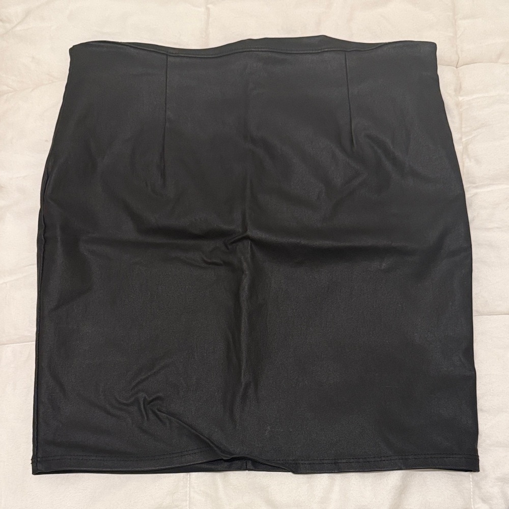 Faux Leather Black Women's Skirt